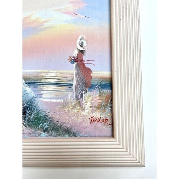 Framed Signed Painting Sea Scene With Girl and Bird, Original Acrylic on Canvas - Picture 7 of 7